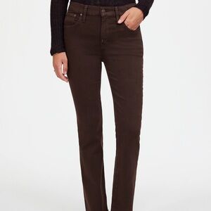 Madewell Mid-Rise Kick Out Jeans in Dark Carob  raw hem edition